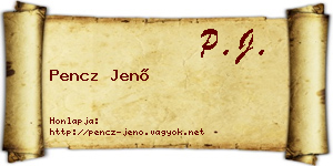 Pencz Jenő névjegykártya